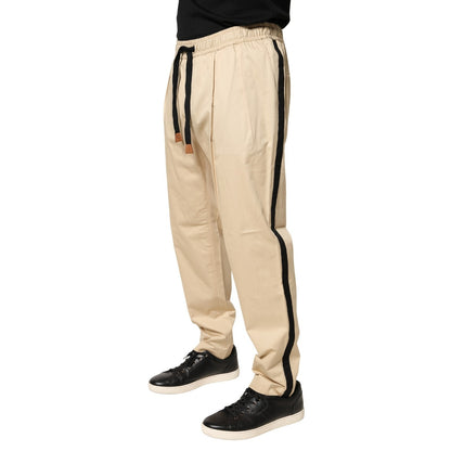 Dolce & Gabbana Beige Cotton Skinny Men Jogger Trouser Pants