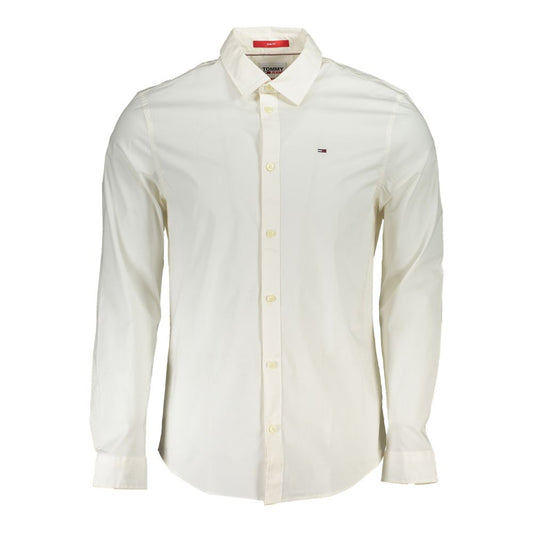 Tommy Hilfiger Men's Slim Long-Sleeve Stretch Organic Cotton Dress Shirt - White