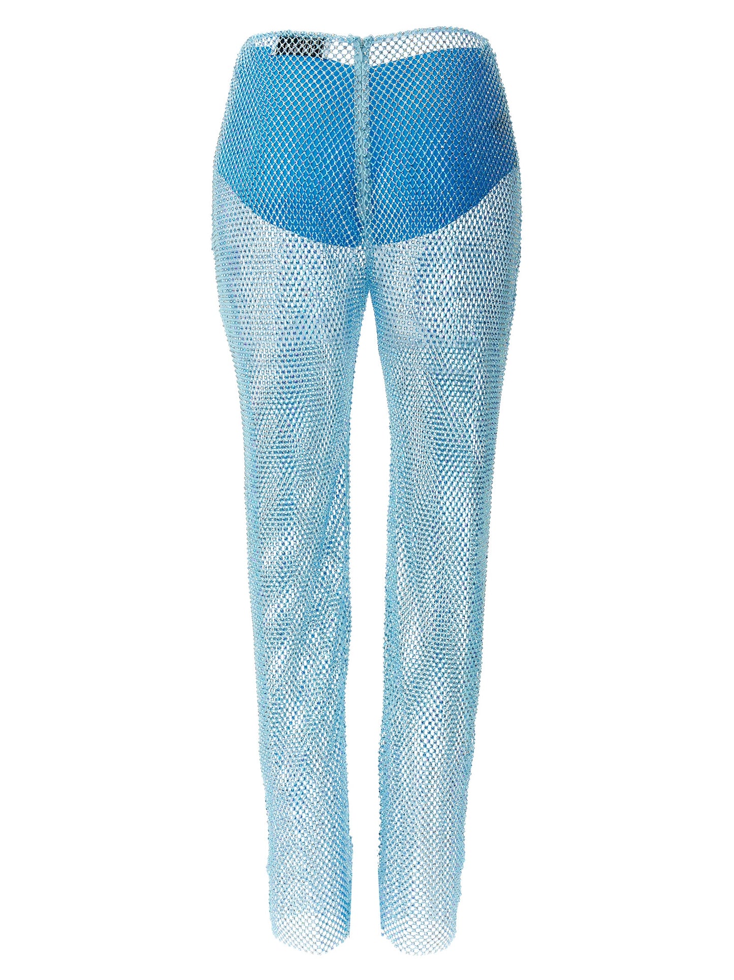 Casual Pants by Giuseppe Di Morabito for women in polyamide mesh & sequins light-blue & transparent features an sartorial and long with a cut for a sartorial finish.