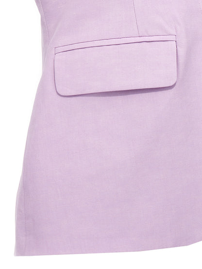 Blazer by OMBRA MILANO for women in linen & cotton purple features an stylish silhouette, showcasing a sophisticated and stylish for a truly stylish finish.