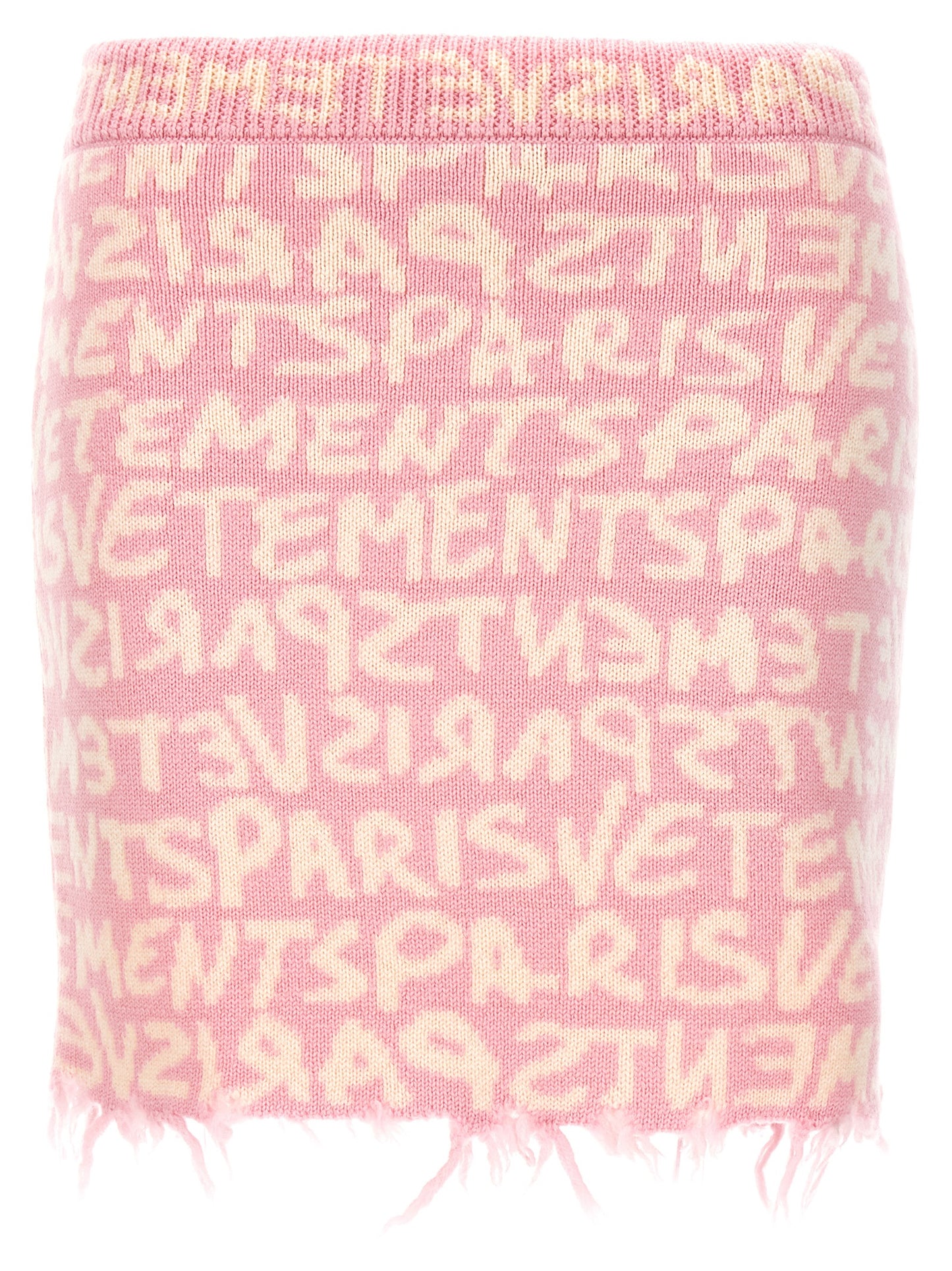 Skirt by Vetements for women in merino wool multicolor, pink, patterned, jacquard & monogram features a captivating silhouette, showcasing the captivating Women's Merino Wool Maxi Long Skirt design with a sophisticated maxi long for a captivating look.