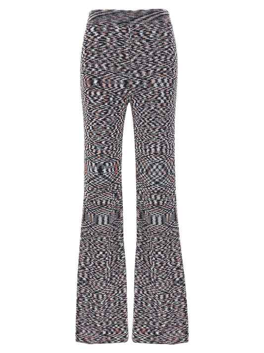 Missoni Women's Flared Polyamide Viscose Trousers - Multicolor Patterned Signature