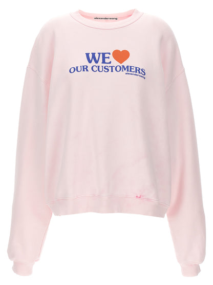 Activewear Sweatshirt by Alexander Wang for women in cotton multicolor, pink, signature & print showcases a athletic silhouette with sleeves, a athletic crew neckline, and high-performance for a athletic aesthetic.