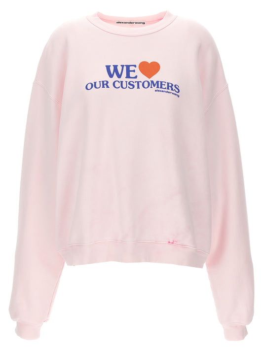 Activewear Sweatshirt by Alexander Wang for women in cotton multicolor, pink, signature & print showcases a athletic silhouette with sleeves, a athletic crew neckline, and high-performance for a athletic aesthetic.