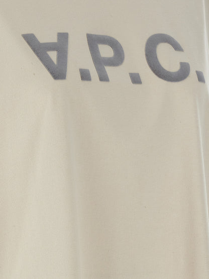 Activewear T-Shirt by A.P.C. for women in organic cotton beige features a sporty silhouette with and , showcasing innovative for a sporty finish.