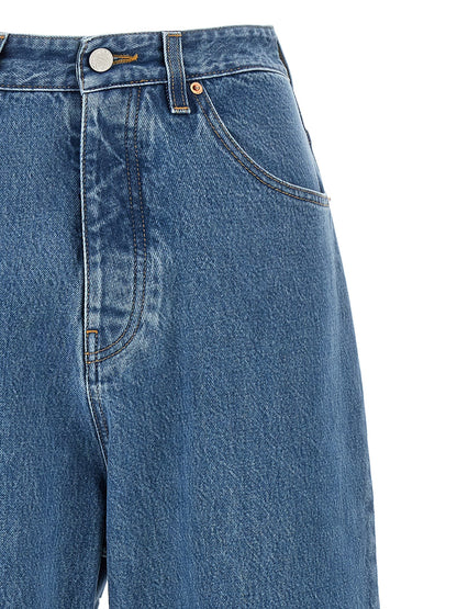 Jeans by Vetements for women in cotton denim blue presents a tailored silhouette, showcasing a tailored straight-leg, relaxed-fit & wide and long cut with a refined high rise for a truly tailored aesthetic.