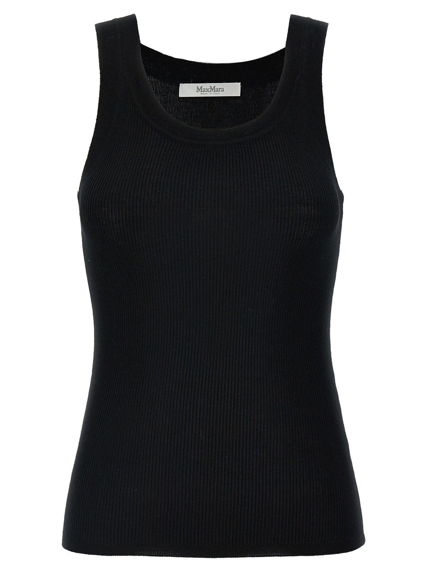 Max Mara Women's Sleeveless Round Neck Virgin Wool T-Shirt - Black