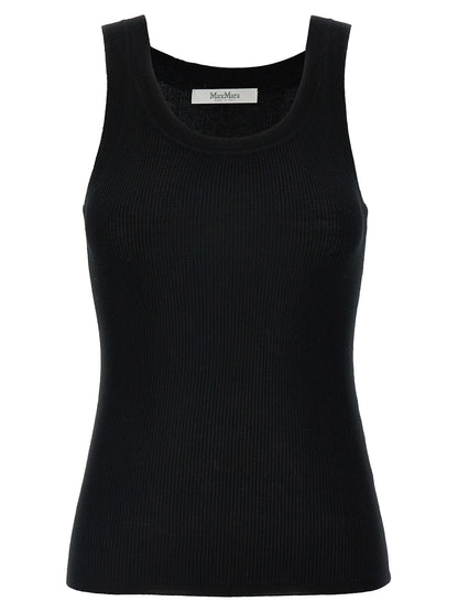 Max Mara Women's Sleeveless Round Neck Virgin Wool T-Shirt - Black
