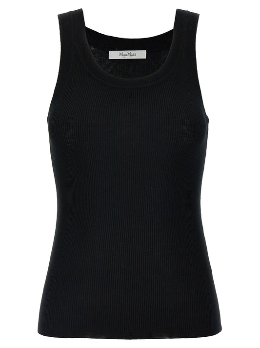 Max Mara Women's Sleeveless Round Neck Virgin Wool T-Shirt - Black