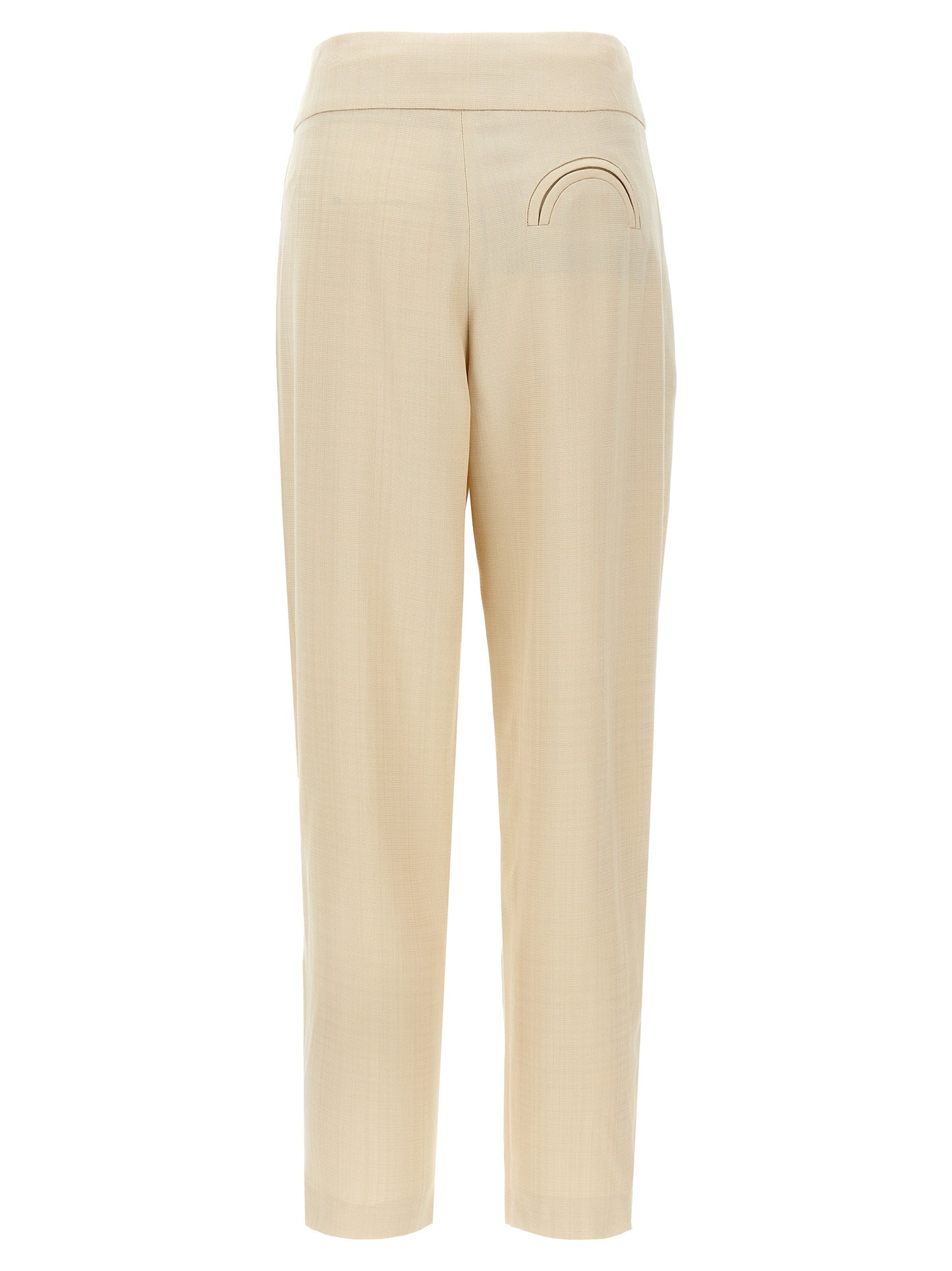 Trousers by Blazé Milano for women in viscose beige presents a smart silhouette, meticulously detailed with a smart straight-leg, a smart long, and a smart high rise.