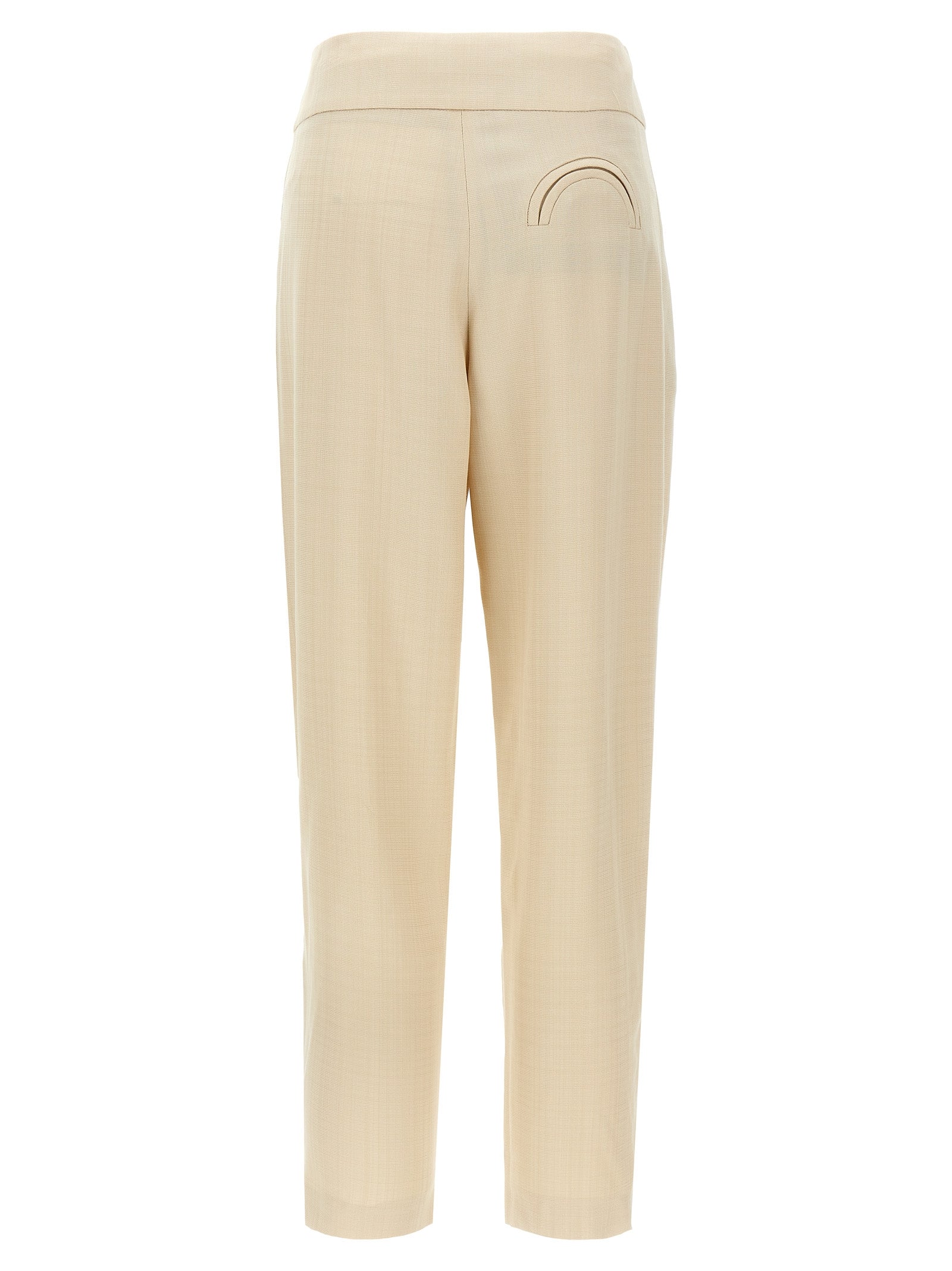 Trousers by Blazé Milano for women in viscose beige presents a smart silhouette, meticulously detailed with a smart straight-leg, a smart long, and a smart high rise.