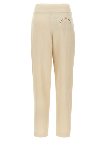 Trousers by Blazé Milano for women in viscose beige presents a smart silhouette, meticulously detailed with a smart straight-leg, a smart long, and a smart high rise.