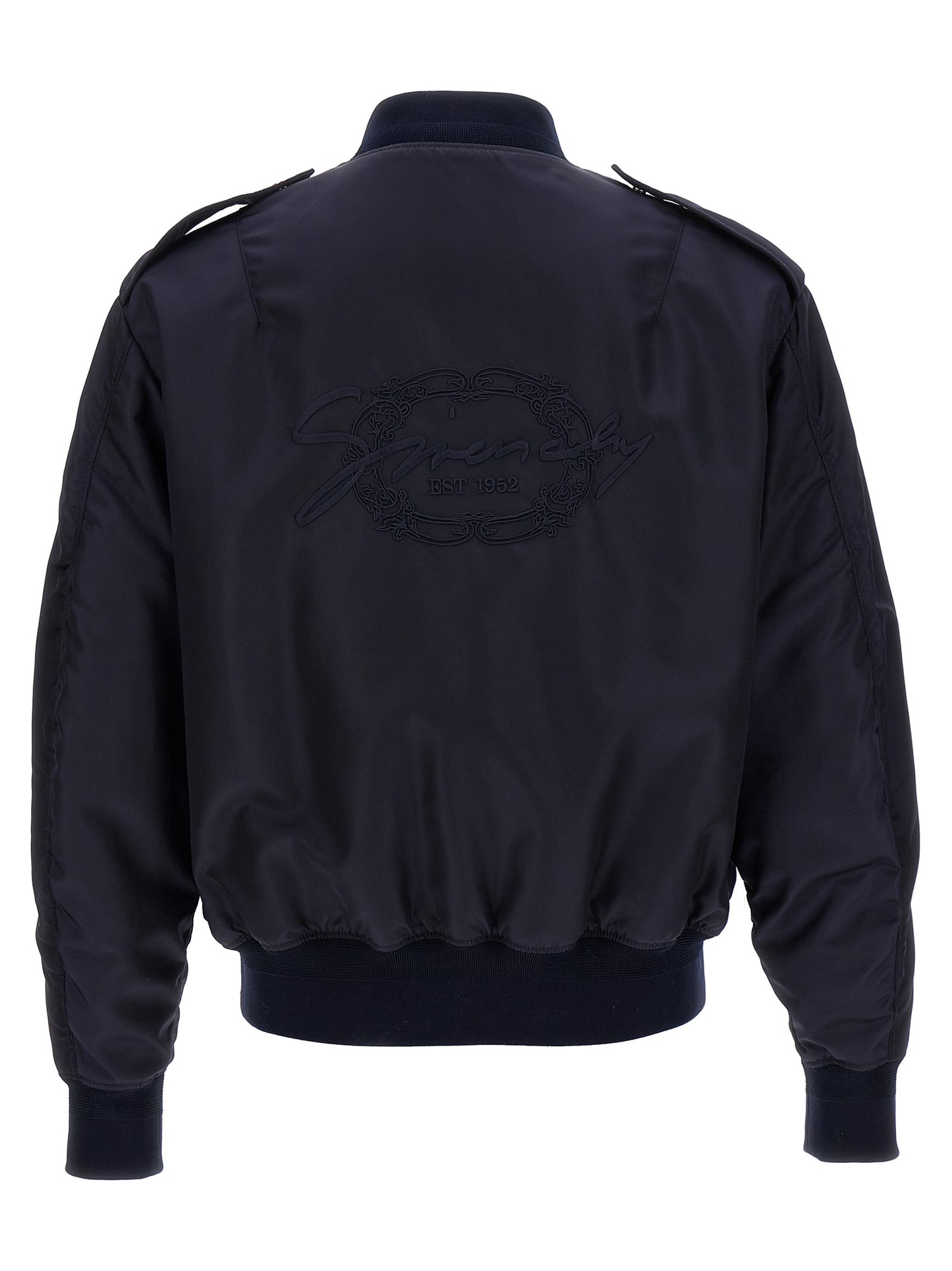 Bomber Jacket by Givenchy for men in polyamide blue & signature showcases a bohemian silhouette, artfully detailed with a bohemian and signature for a truly bohemian finish.