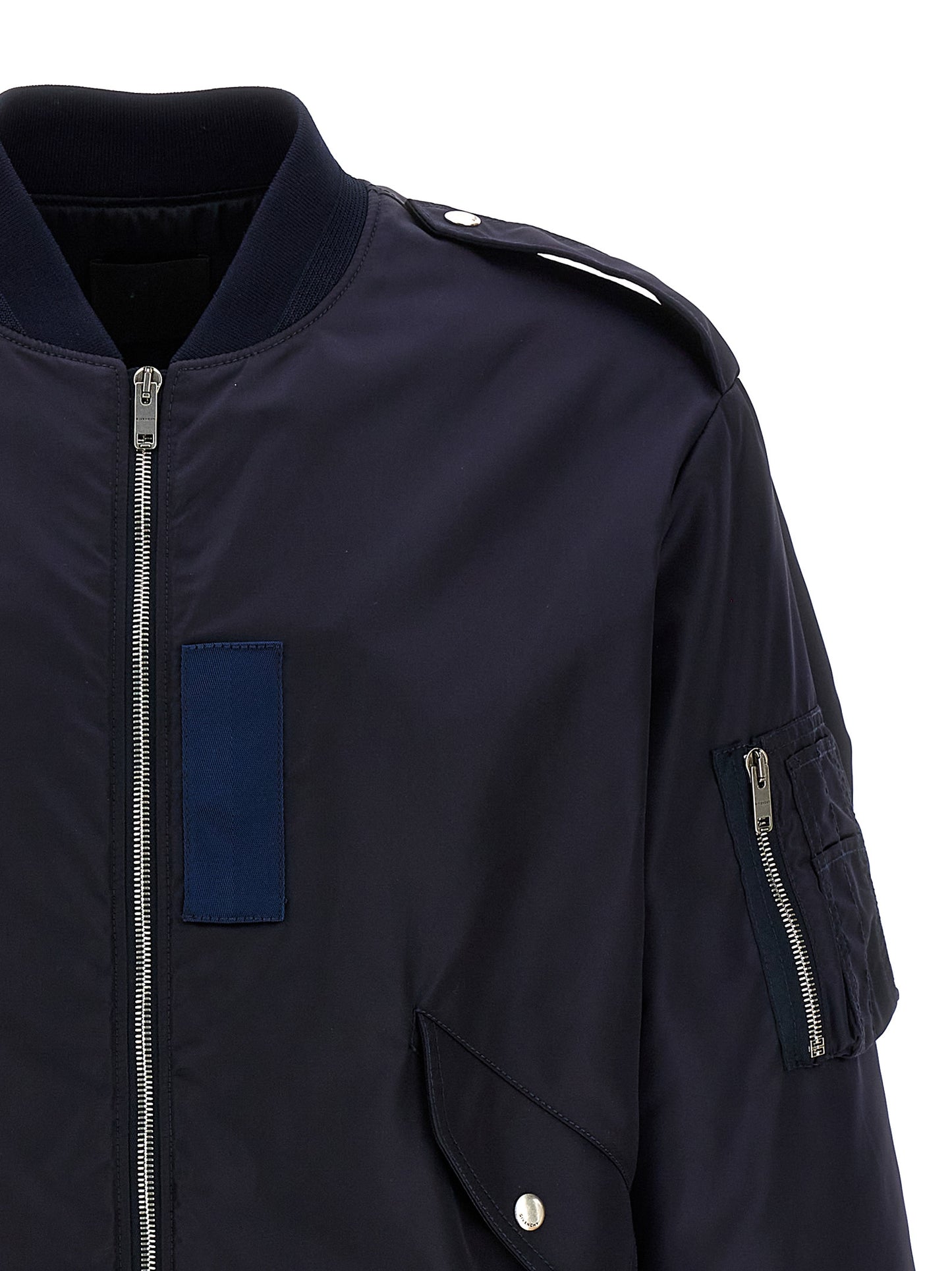 Bomber Jacket by Givenchy for men in polyamide blue & signature presents a effortlessly chic silhouette, showcasing a sophisticated and premium for a truly effortlessly chic finish.