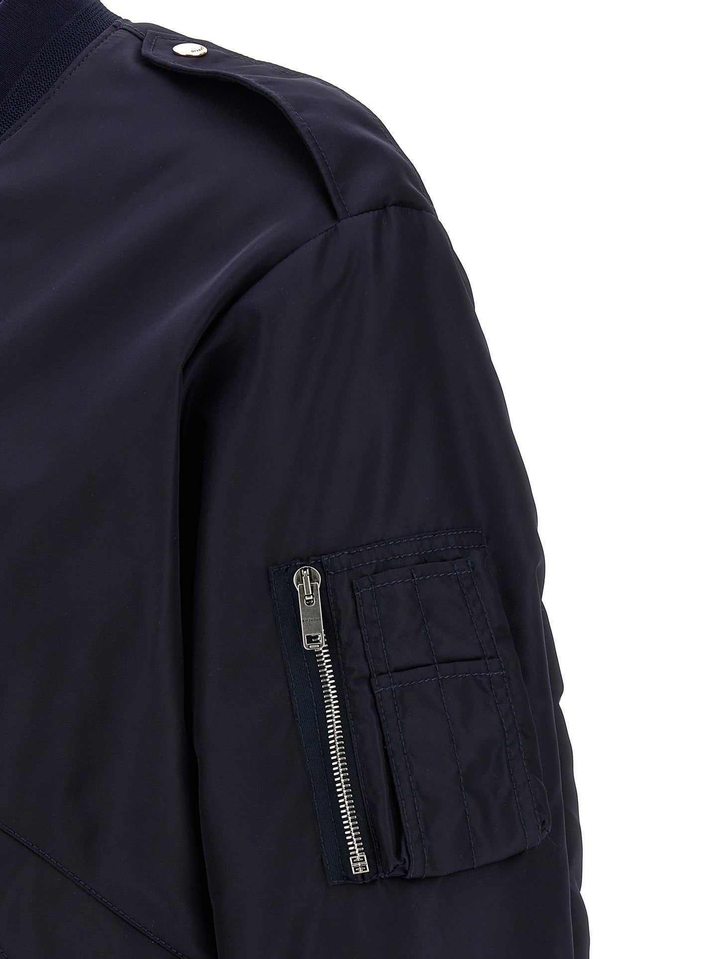 Bomber Jacket by Givenchy for men in polyamide blue & signature features a city-ready silhouette, detailed with and a city-ready .