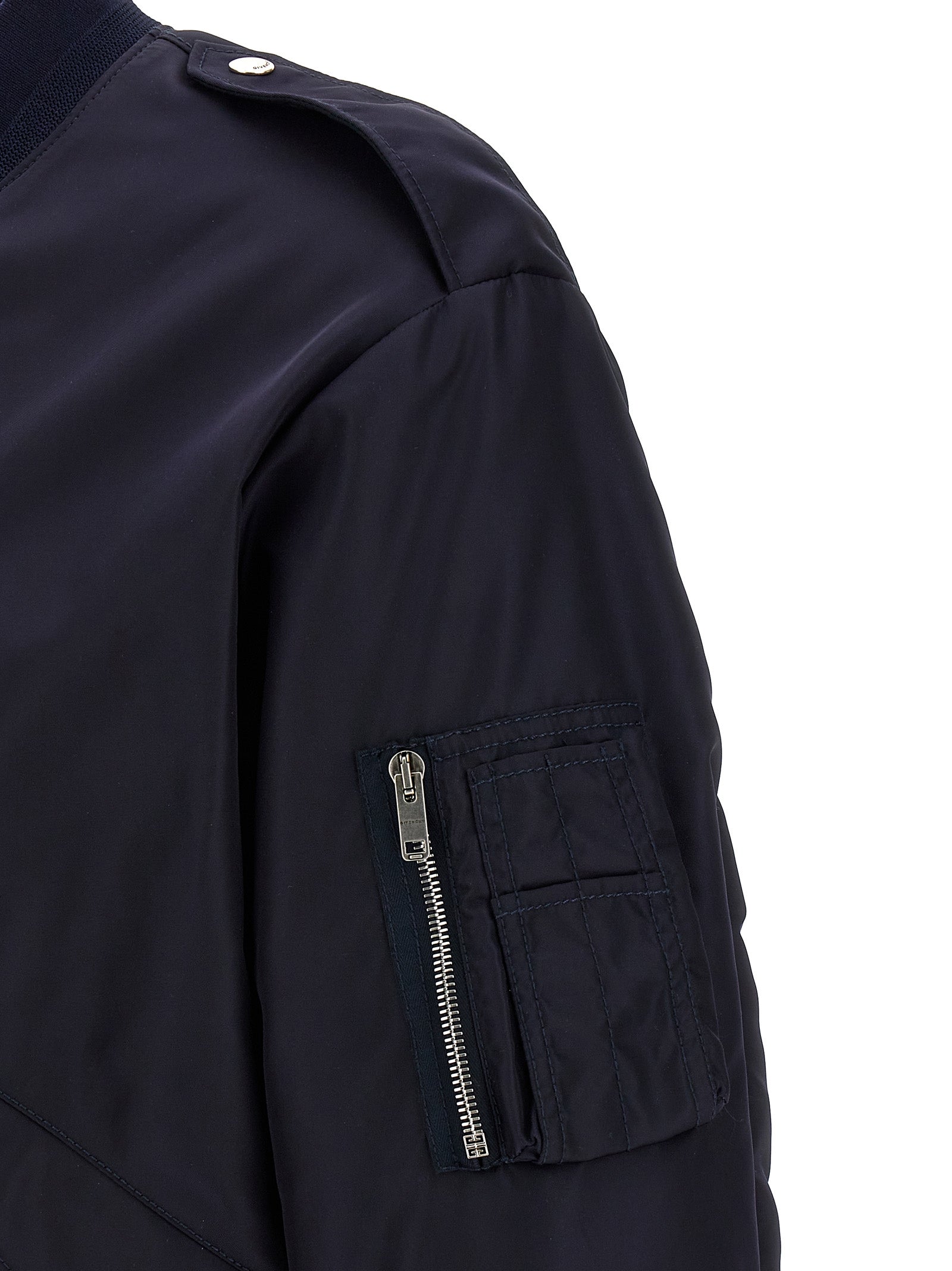 Bomber Jacket by Givenchy for men in polyamide blue & signature features a city-ready silhouette, detailed with and a city-ready .