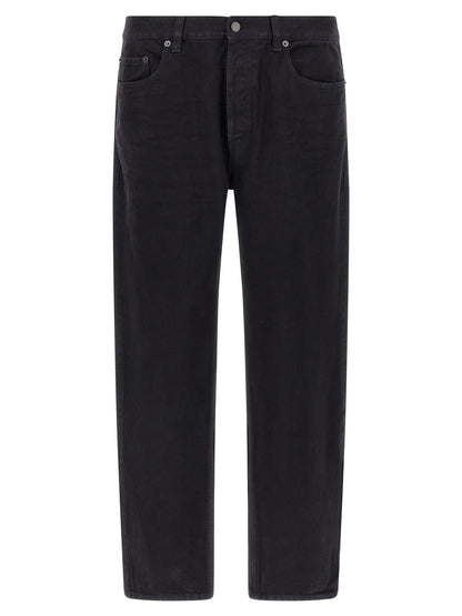Jeans by Saint Laurent for men in cotton denim black presents a refined pantology silhouette, artfully defined by a refined pantology straight-leg, long, and a sophisticated .