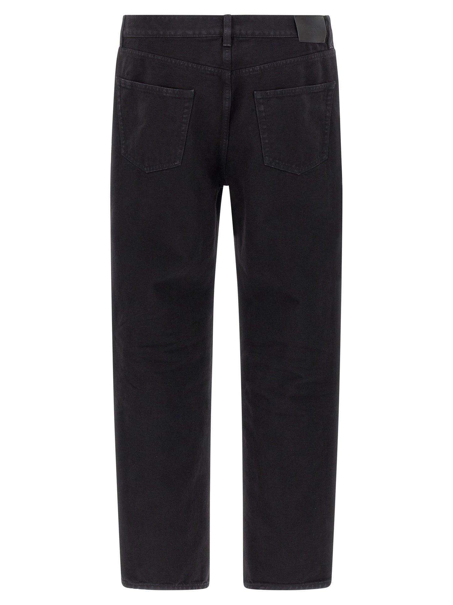 Jeans by Saint Laurent for men in cotton denim black features an sophisticated and straight-leg with a precise long, creating a sophisticated and sophisticated silhouette.