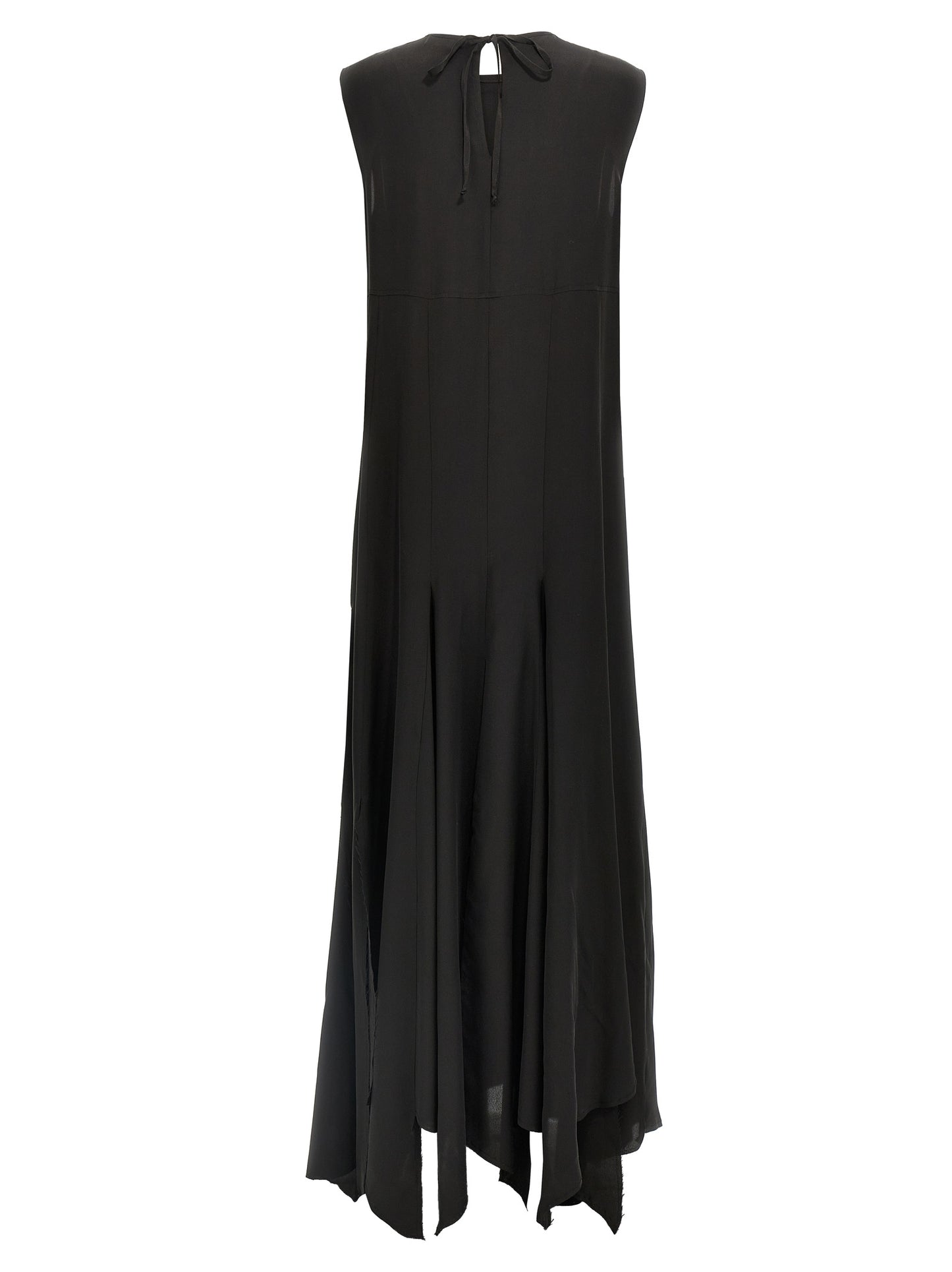 Dress by DI.LA3 PARI' for women in silk crepe black features an magnificent silhouette, artfully detailed with a magnificent crew neckline and that flows into an magnificent long.