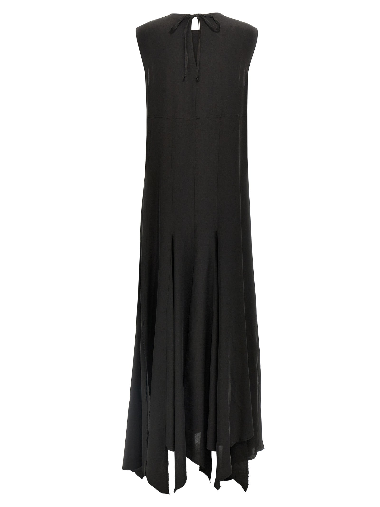 Dress by DI.LA3 PARI' for women in silk crepe black features an magnificent silhouette, artfully detailed with a magnificent crew neckline and that flows into an magnificent long.