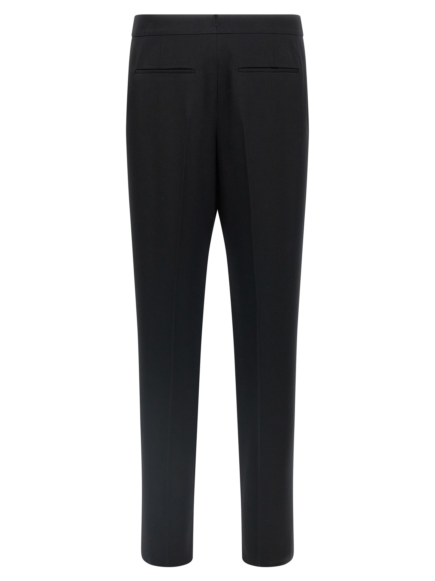 Trousers by Saint Laurent for men in wool black features an sartorial silhouette, showcasing a precise and long with a sartorial for a refined look.