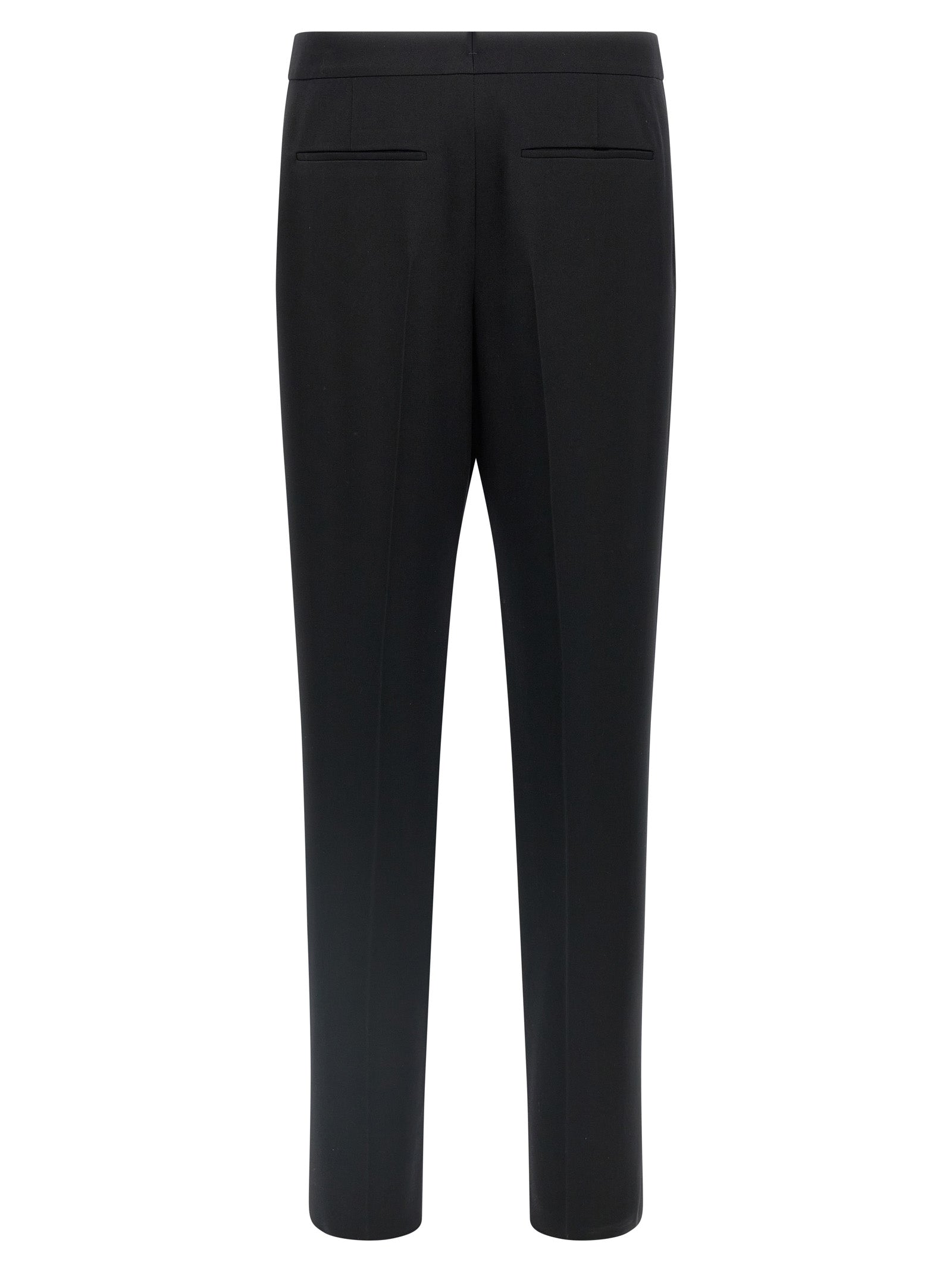 Trousers by Saint Laurent for men in wool black features an sartorial silhouette, showcasing a precise and long with a sartorial for a refined look.