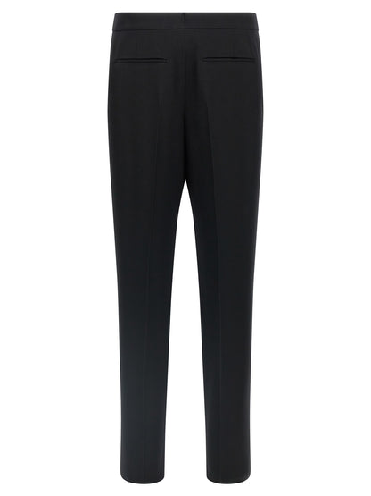 Trousers by Saint Laurent for men in wool black features an sartorial silhouette, showcasing a precise and long with a sartorial for a refined look.