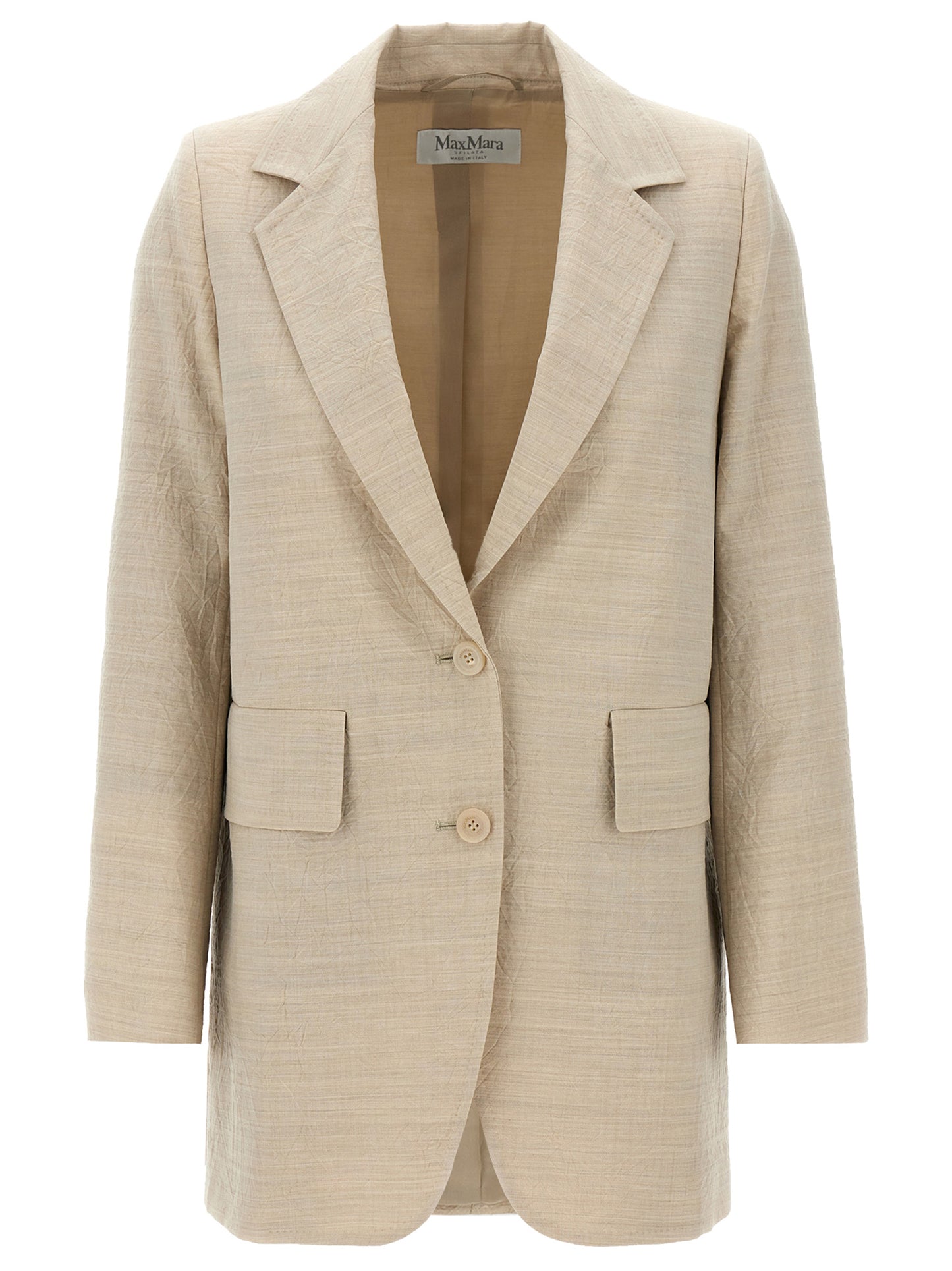 Blazer by Max Mara for women in virgin wool beige features an crisp silhouette with sophisticated and a crisp for a truly crisp finish.