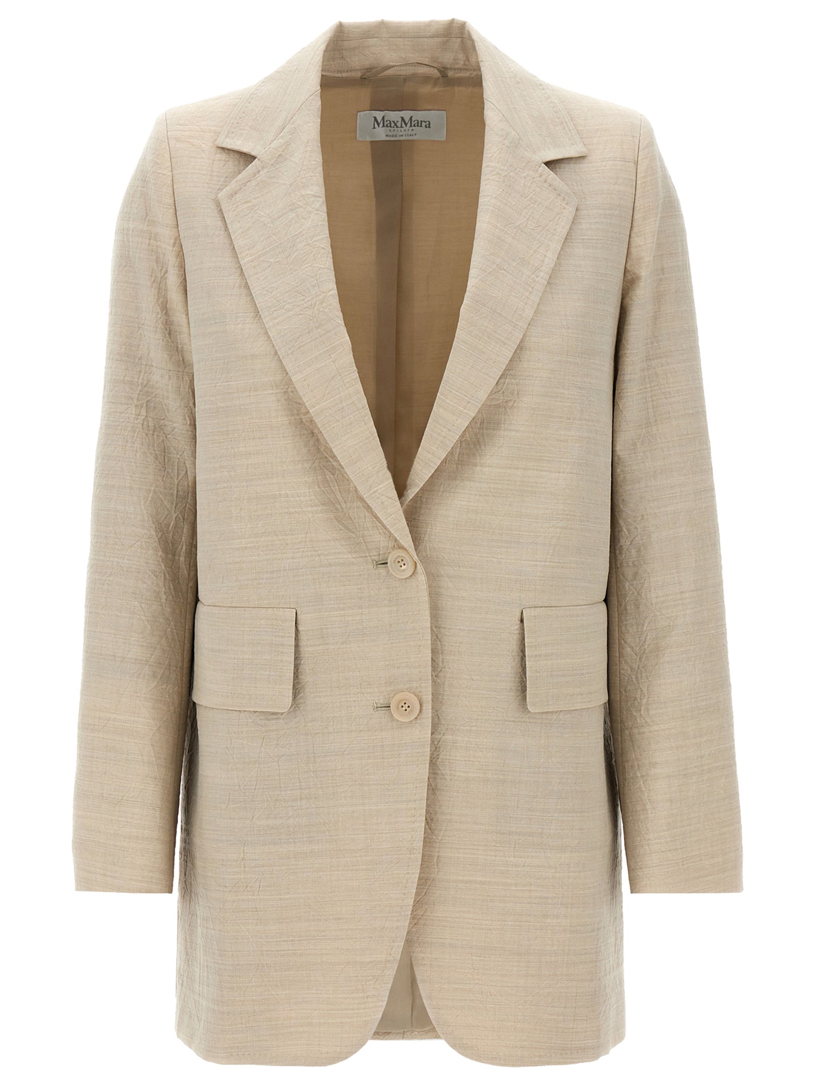 Blazer by Max Mara for women in virgin wool beige features an crisp silhouette with sophisticated and a crisp for a truly crisp finish.