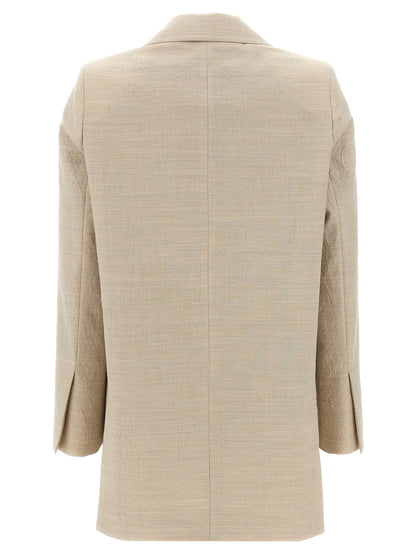 Blazer by Max Mara for women in virgin wool beige showcases a polished silhouette, highlighted by a refined and polished for a sophisticated finish.