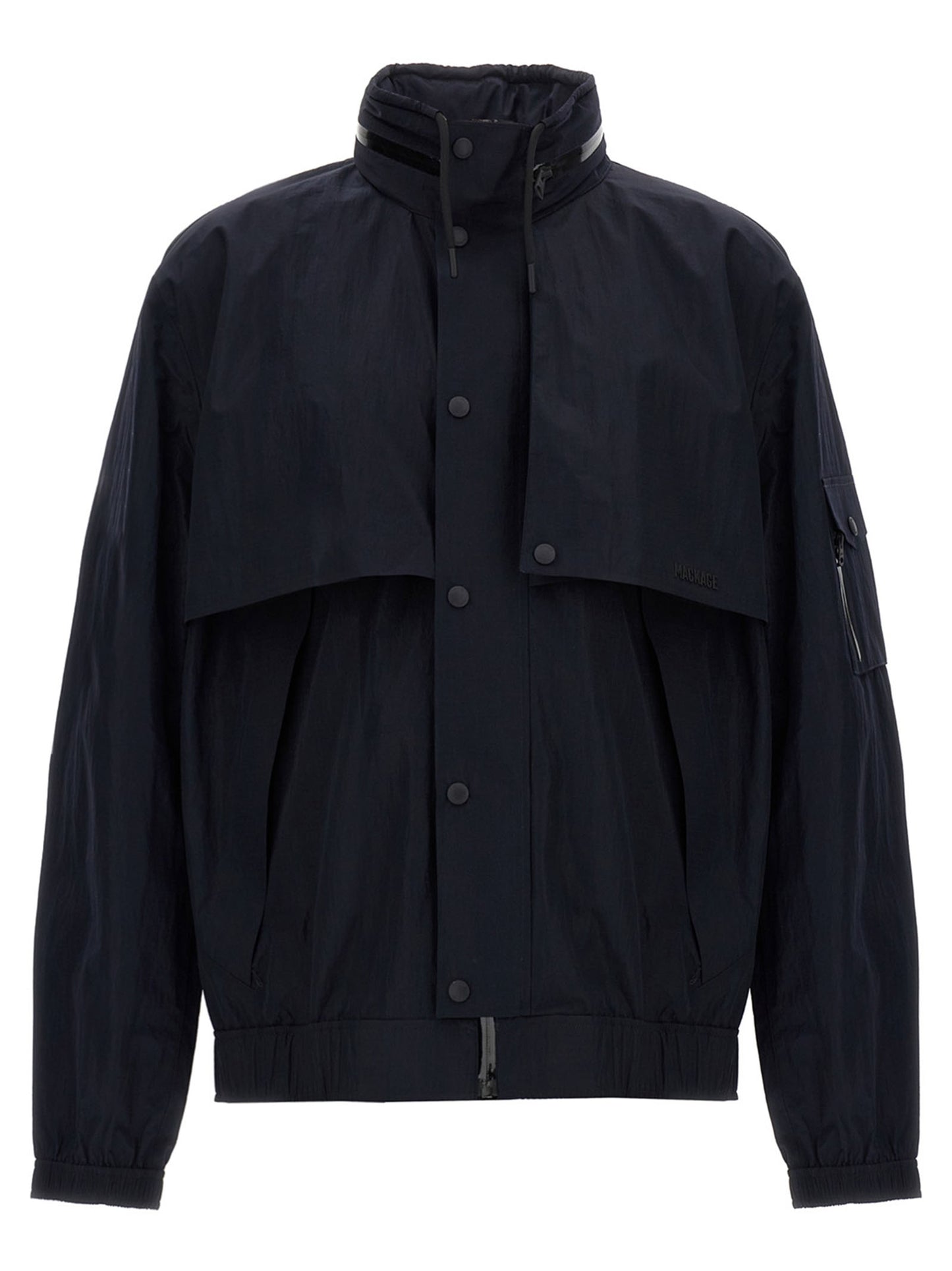 Hooded Windbreaker Jacket by Mackage for men in polyamide blue features an enduring silhouette, showcasing technical breathable-design, hooded & windproof and a sophisticated hooded neckline for a truly enduring aesthetic.