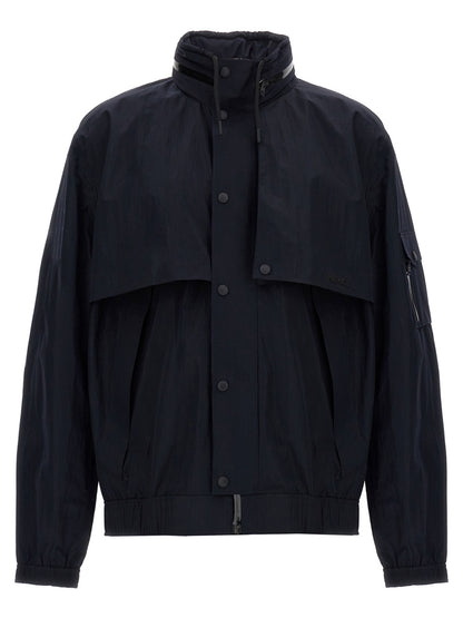 Hooded Windbreaker Jacket by Mackage for men in polyamide blue features an enduring silhouette, showcasing technical breathable-design, hooded & windproof and a sophisticated hooded neckline for a truly enduring aesthetic.