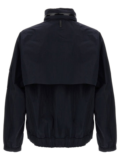 Hooded Windbreaker Jacket by Mackage for men in polyamide blue showcases a urban chic silhouette, detailed with a urban chic hooded neckline and functional breathable-design, hooded & windproof for a polished finish.