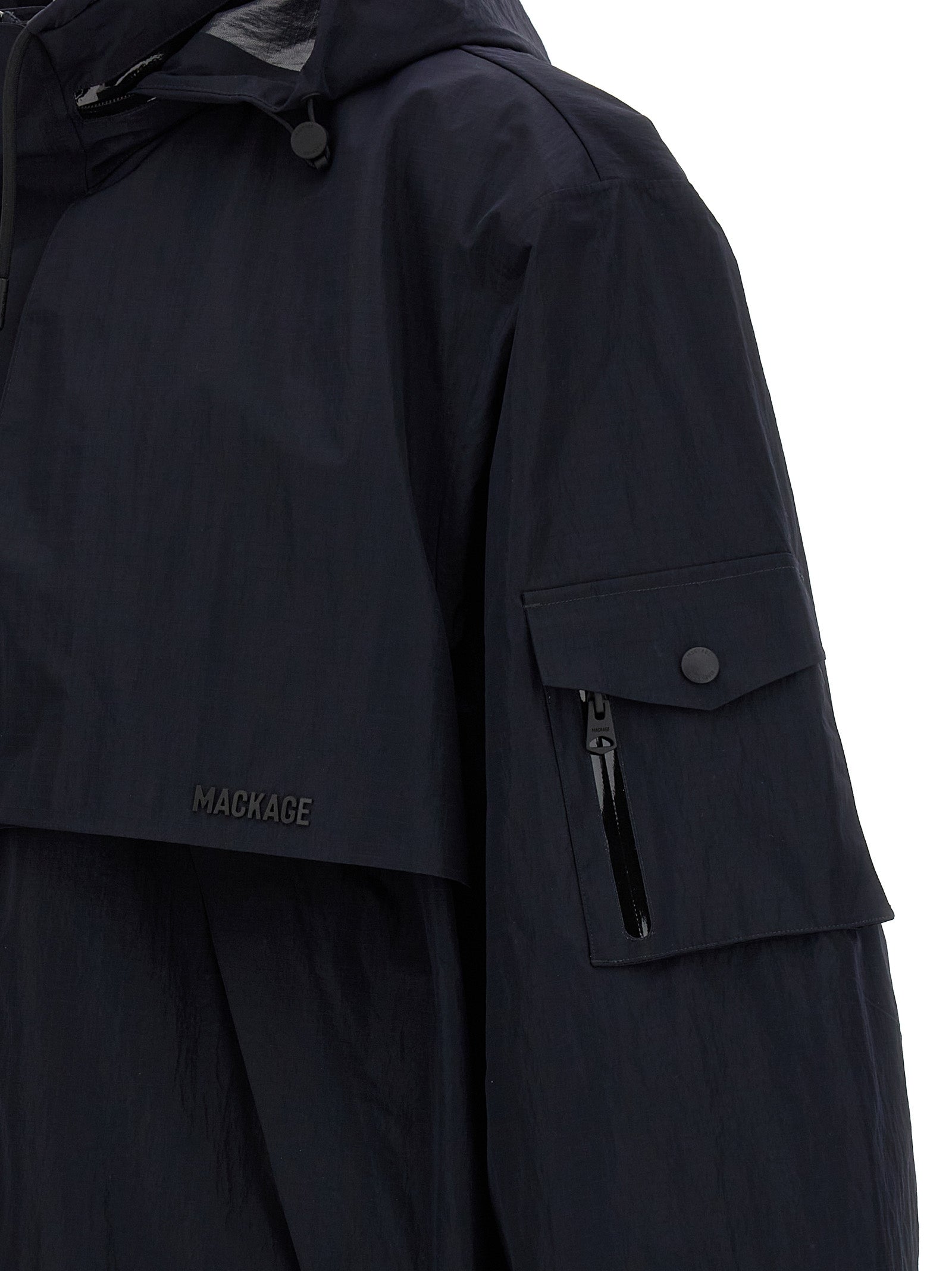 Hooded Windbreaker Jacket by Mackage for men in polyamide blue features an stylish silhouette, showcasing a sophisticated and performance-driven breathable-design, hooded & windproof for a premium, stylish look.