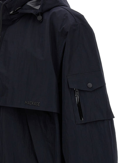 Hooded Windbreaker Jacket by Mackage for men in polyamide blue features an stylish silhouette, showcasing a sophisticated and performance-driven breathable-design, hooded & windproof for a premium, stylish look.