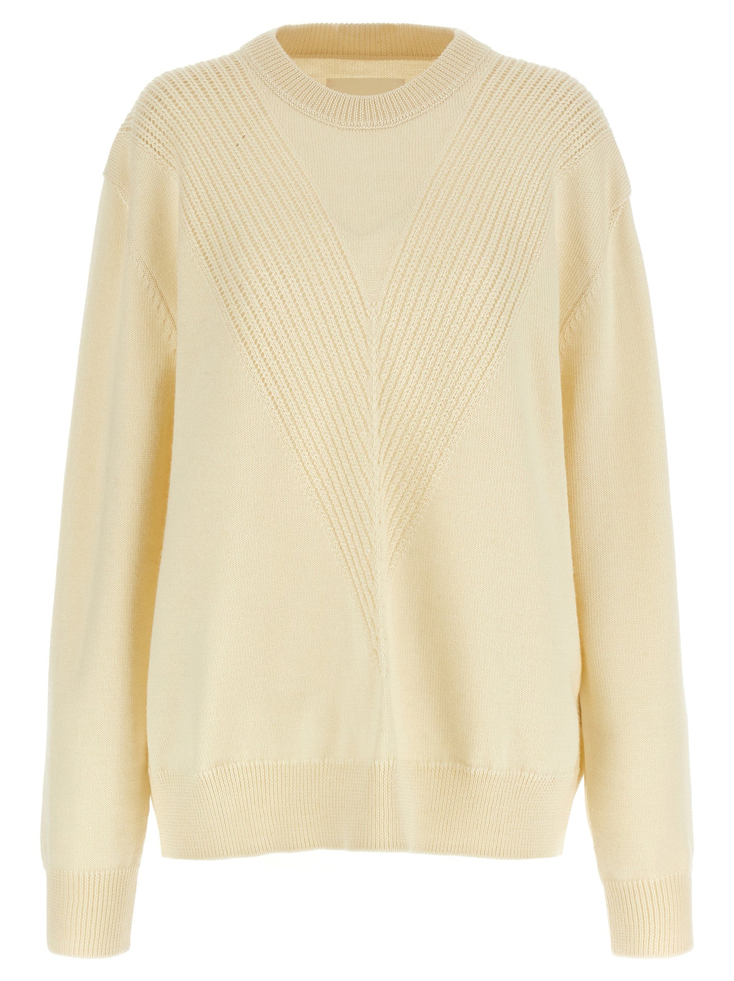 Cardigan by Jil Sander for men in wool white showcases a luxurious silhouette, meticulously detailed with a sophisticated crew neckline and for a refined finish.