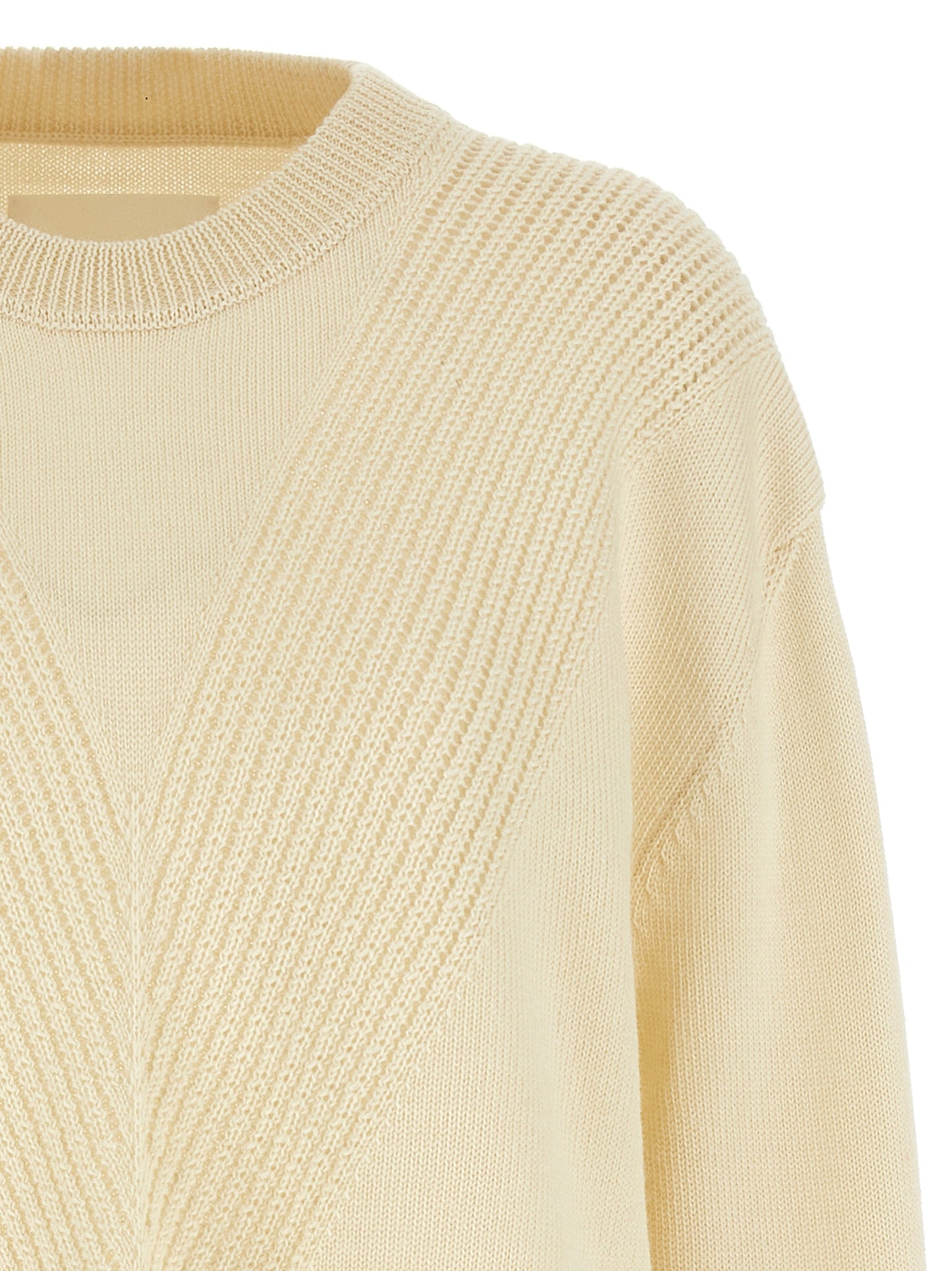 Cardigan by Jil Sander for men in wool white features a dramatic silhouette, showcasing a sophisticated crew neckline and dramatic detail for a timeless, premium look.