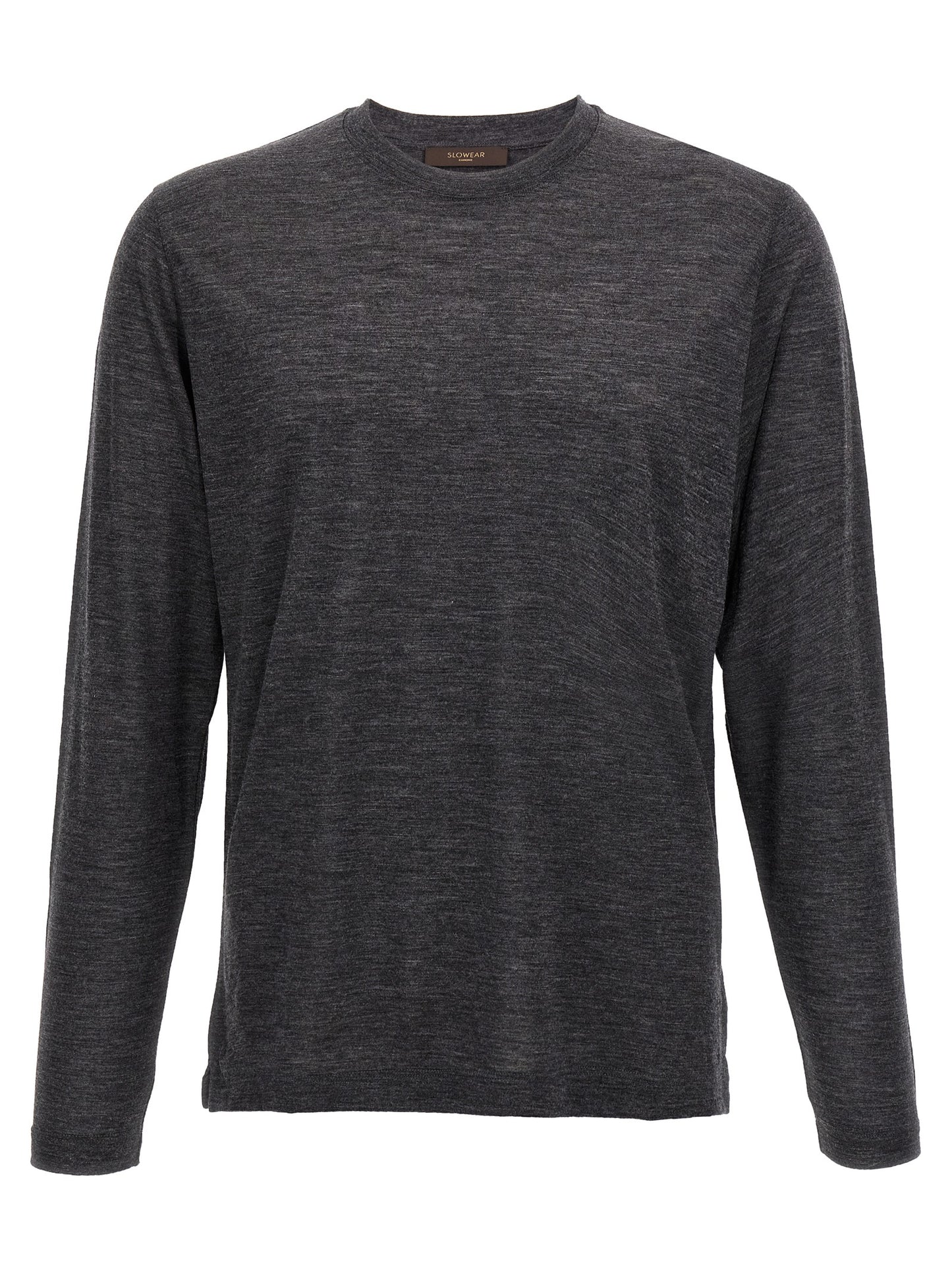 Activewear T-Shirt by ZANONE for men in virgin wool gray features an ergonomic design with , highlighting a ergonomic long-sleeve length and ergonomic crew neckline for a high-performance look.