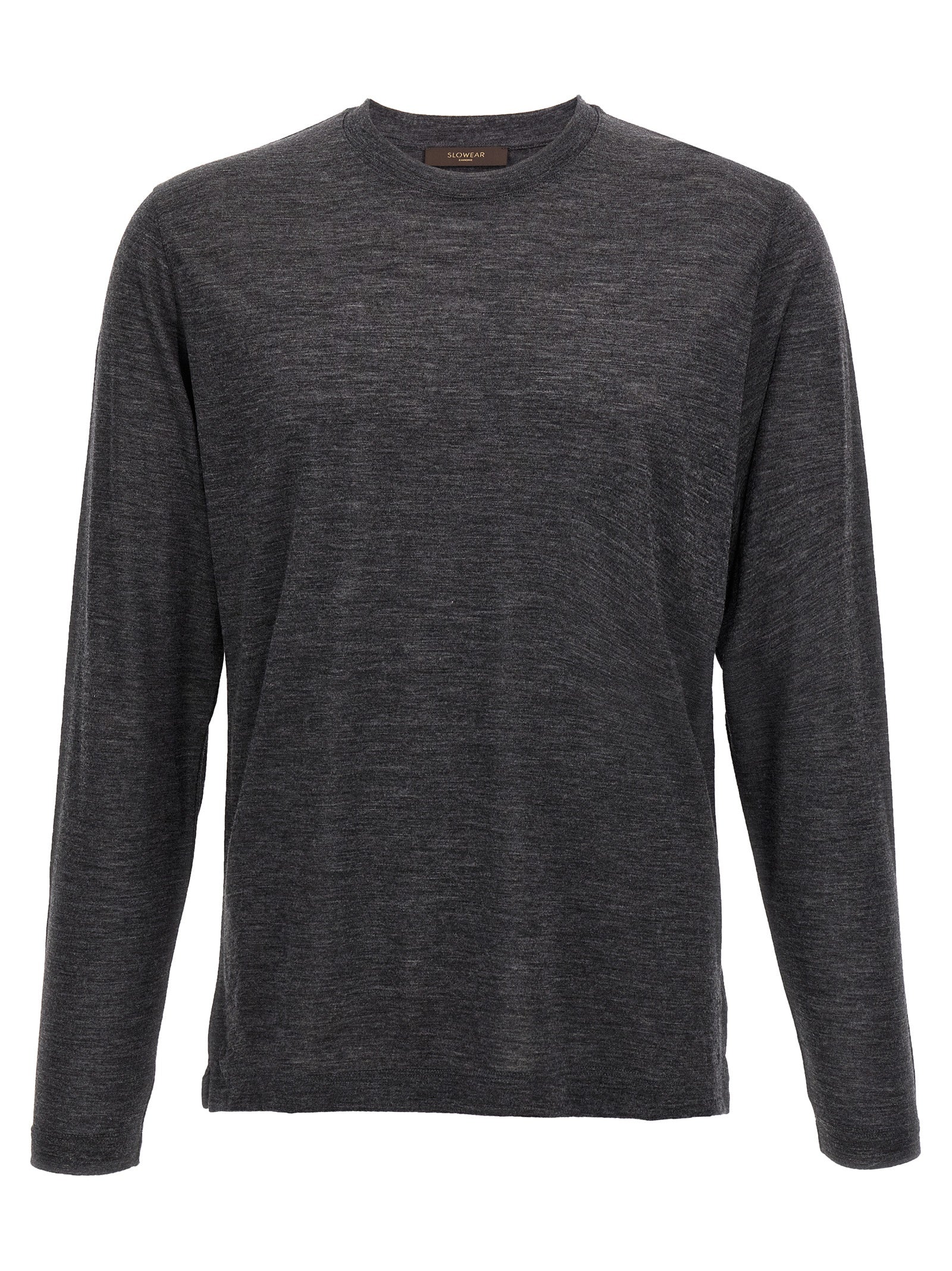 Activewear T-Shirt by ZANONE for men in virgin wool gray features an ergonomic design with , highlighting a ergonomic long-sleeve length and ergonomic crew neckline for a high-performance look.