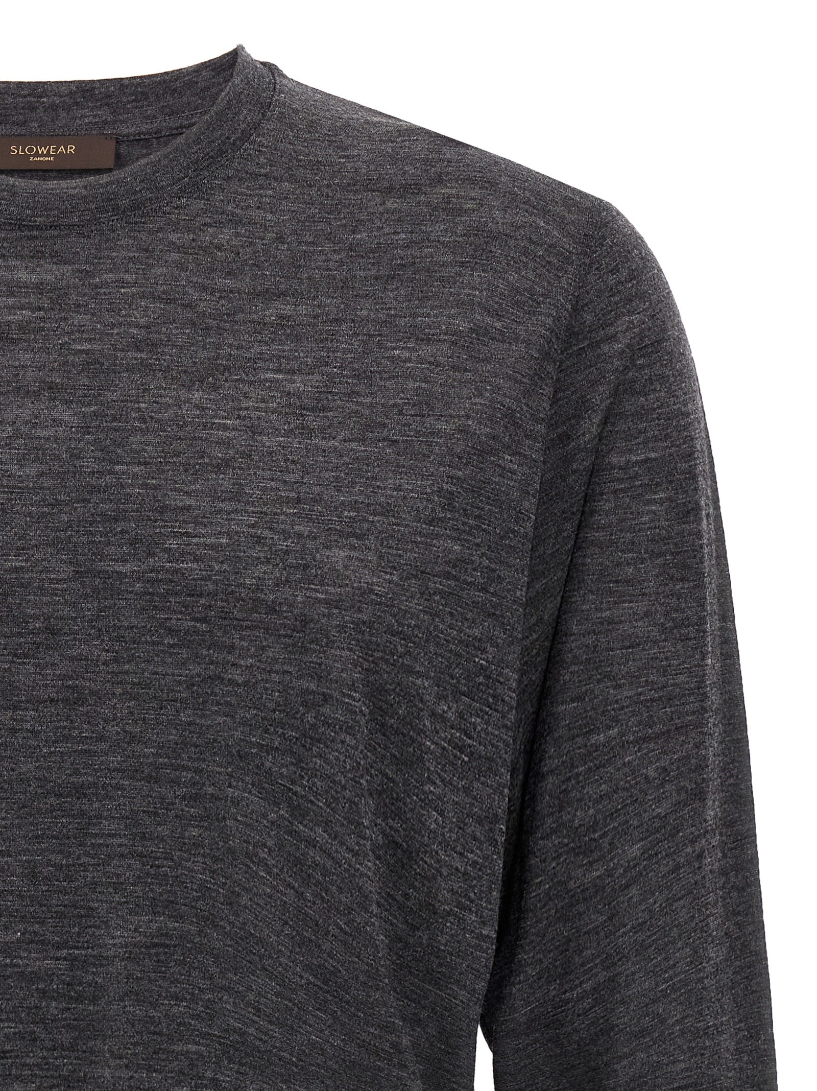 Activewear T-Shirt by ZANONE for men in virgin wool gray features a sporty silhouette with and crew neckline, showcasing innovative for a sporty finish.