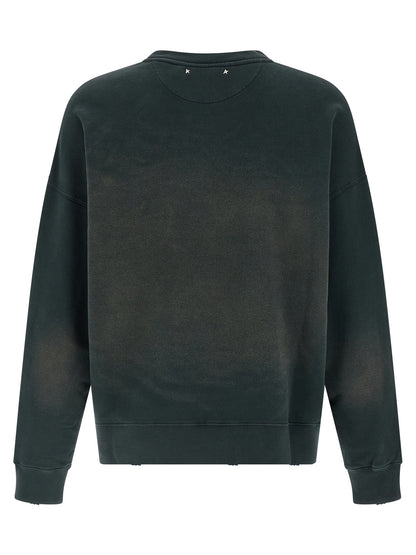 Sweatshirt by Golden Goose for men in cotton black showcases a slouchy chic silhouette, artfully detailed with a slouchy chic crew neckline and for a slouchy chic finish.