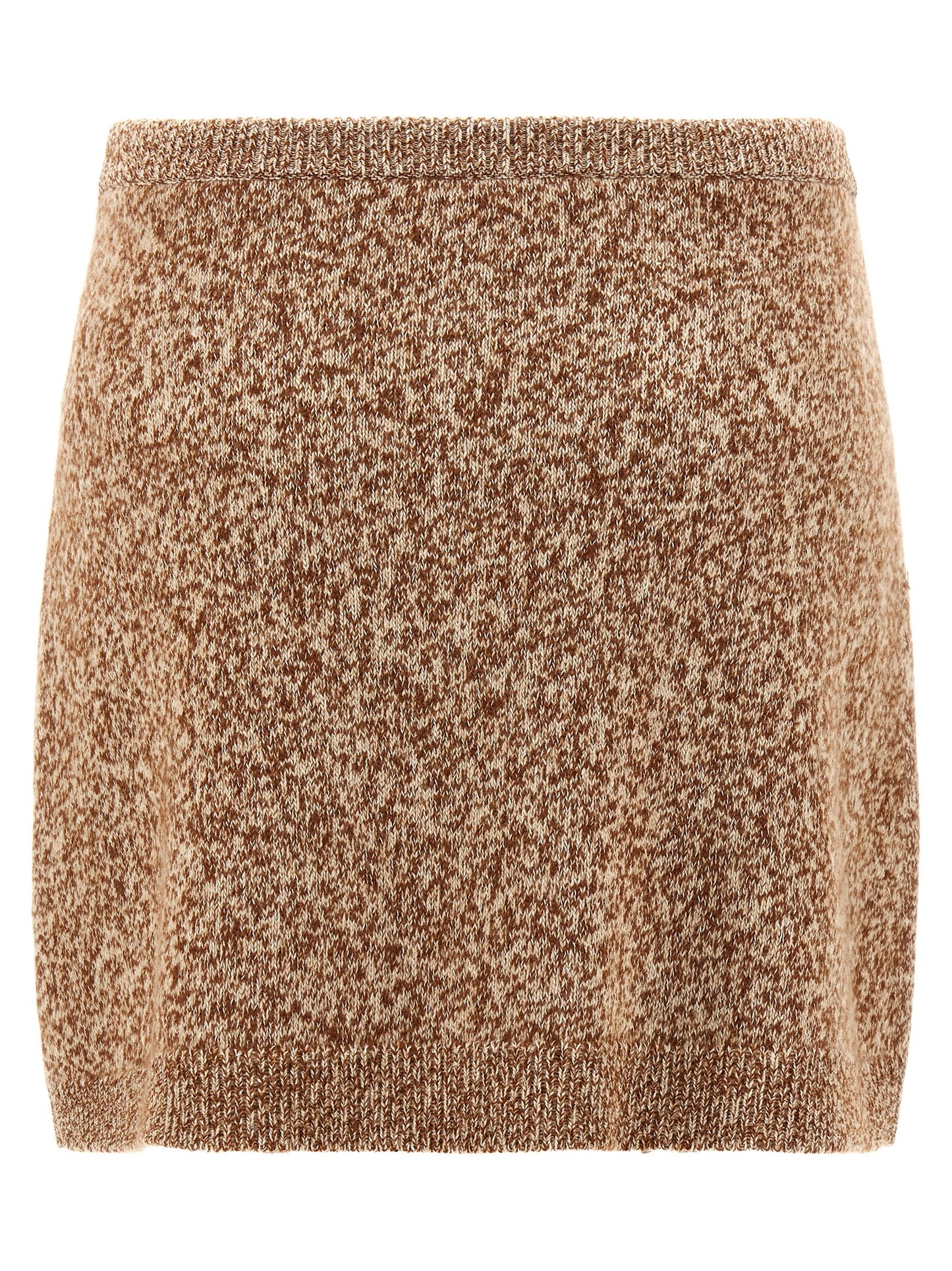 Skirt by Versace for women in cashmere virgin wool gold & multicolor features a contoured silhouette from the Women's Cashmere Virgin Wool Mini Long Skirt collection, characterized by its contoured mini long for a contoured finish.