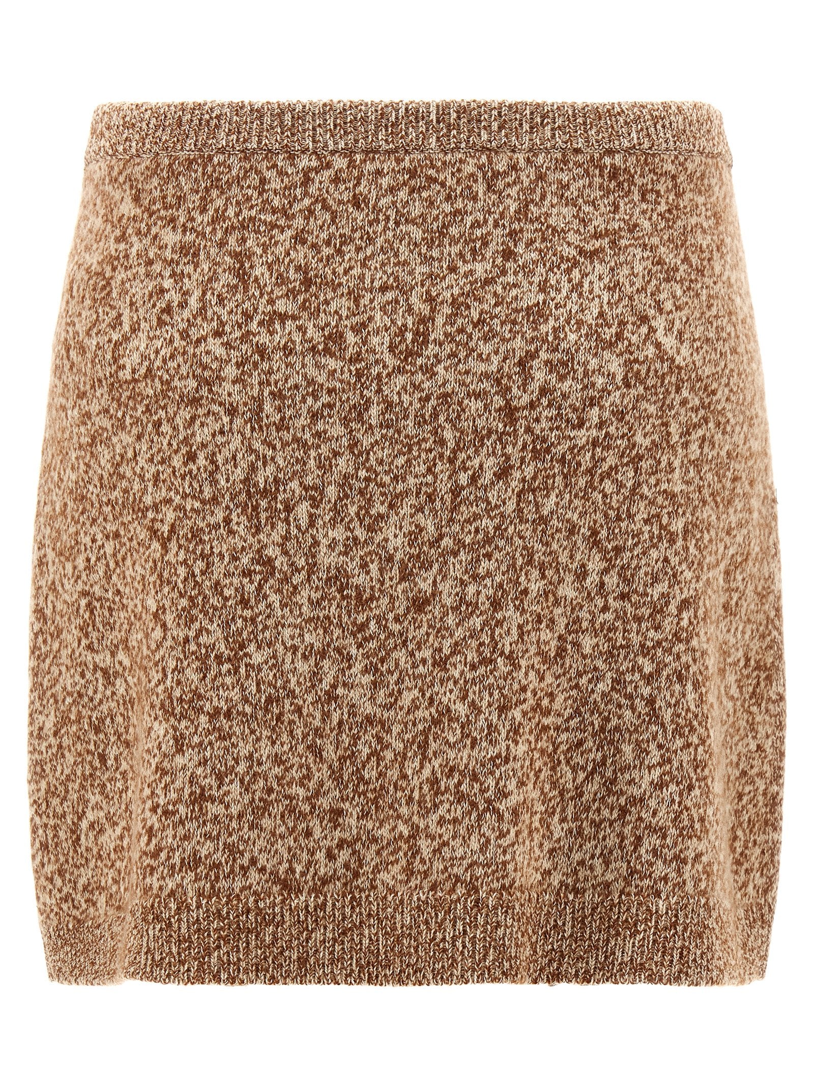 Skirt by Versace for women in cashmere virgin wool gold & multicolor features a contoured silhouette from the Women's Cashmere Virgin Wool Mini Long Skirt collection, characterized by its contoured mini long for a contoured finish.