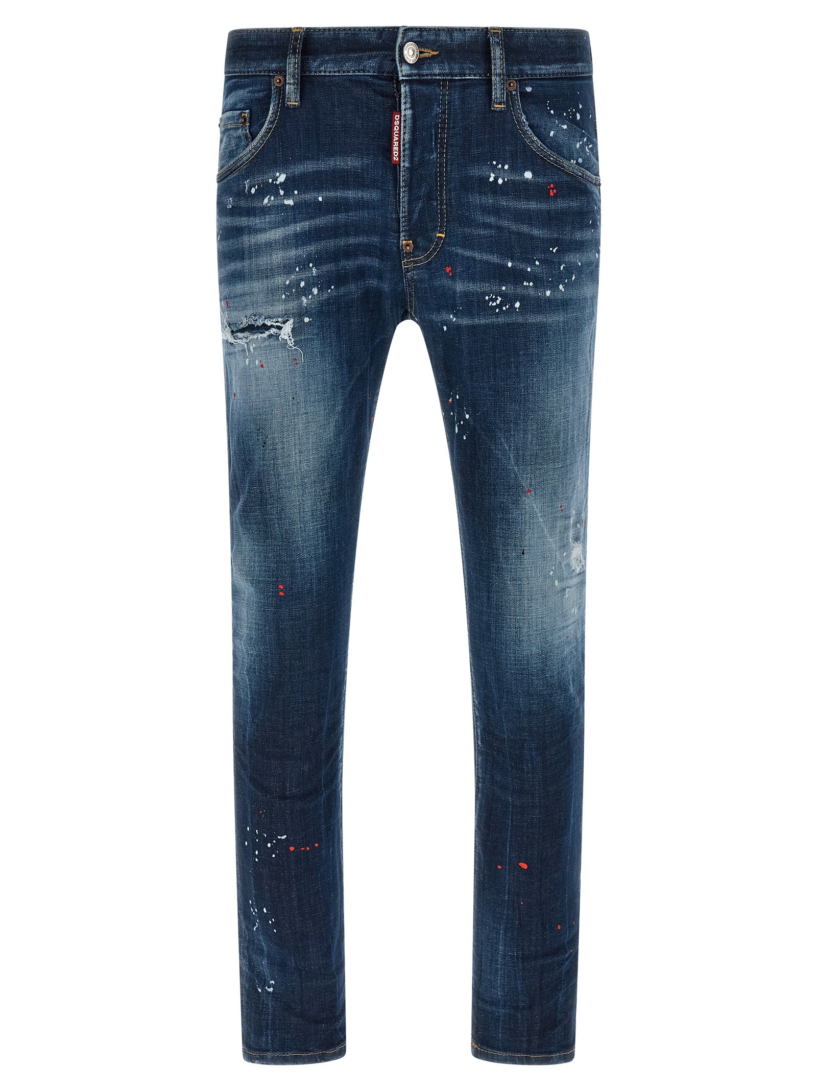 Jeans by Dsquared² for men in stretch denim cotton blue presents a refined pantology silhouette, artfully defined by a refined pantology , long, and a sophisticated low rise.