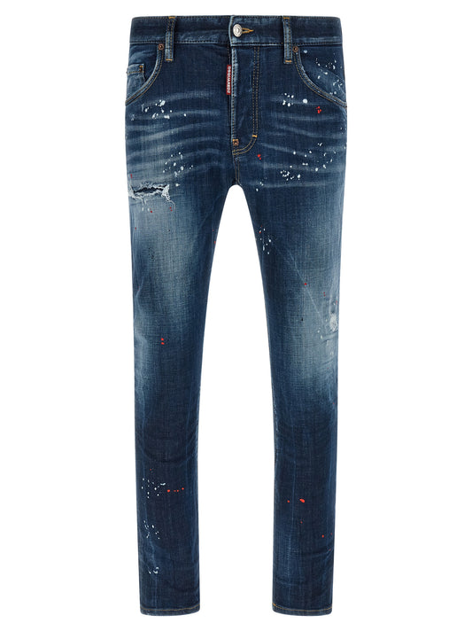 Jeans by Dsquared² for men in stretch denim cotton blue presents a refined pantology silhouette, artfully defined by a refined pantology , long, and a sophisticated low rise.