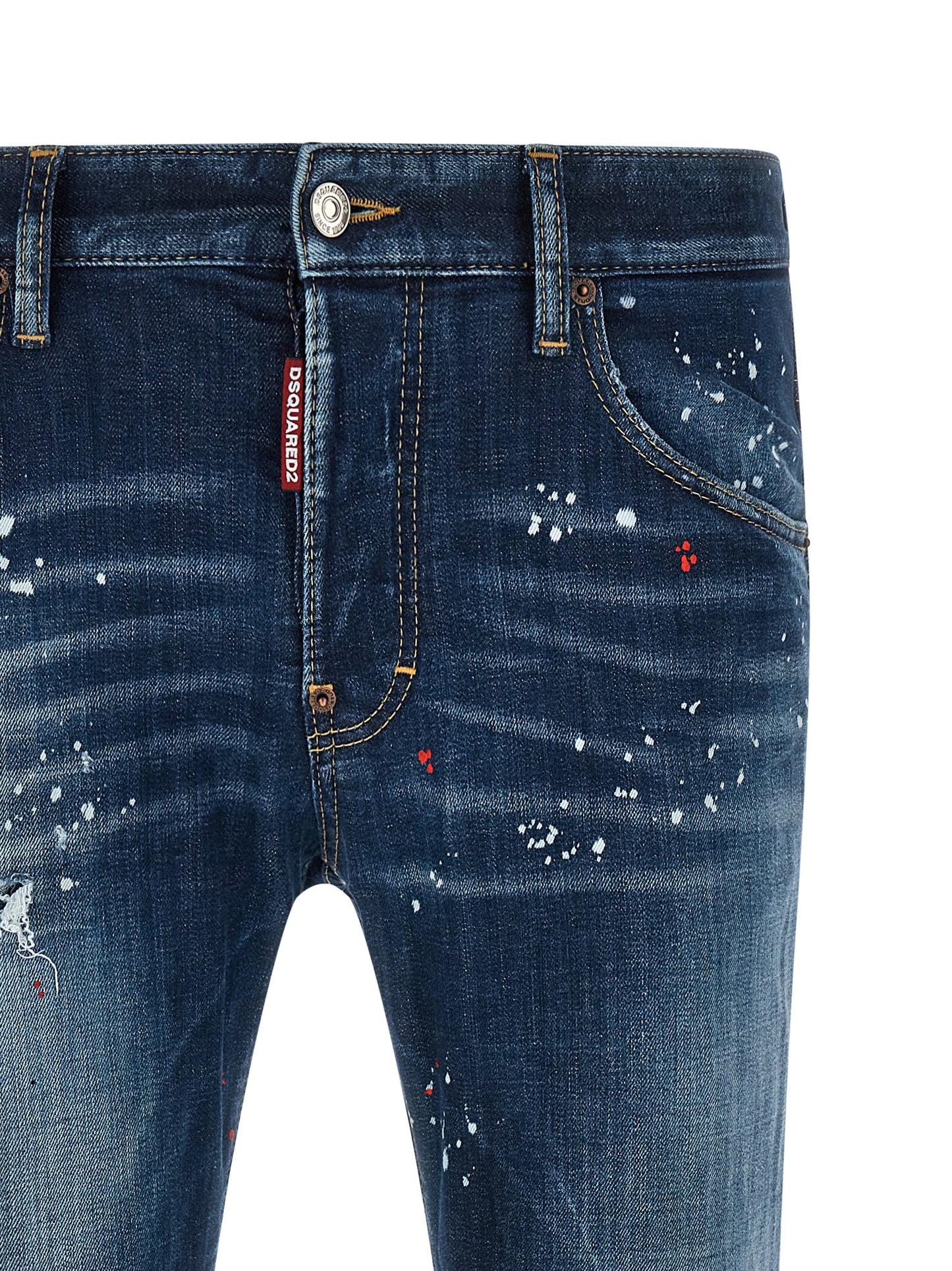 Jeans by Dsquared² for men in stretch denim cotton blue features an sophisticated low rise and with a precise long, creating a sophisticated and sophisticated silhouette.