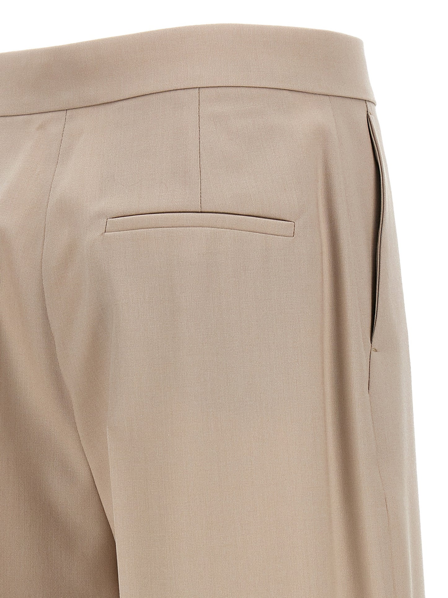 Trousers by Max Mara for women in silk mohair virgin wool beige presents a smart silhouette, meticulously detailed with a smart wide, a smart long, and a smart high rise.