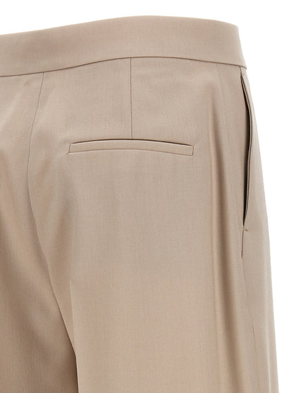 Trousers by Max Mara for women in silk mohair virgin wool beige presents a smart silhouette, meticulously detailed with a smart wide, a smart long, and a smart high rise.