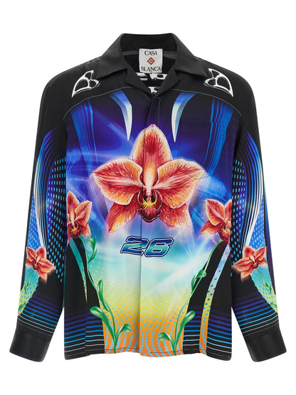 Shirt by Casablanca for men in silk twill multicolor & print, featuring a nuanced and nuanced cuban-collar neckline for a sophisticated finish.