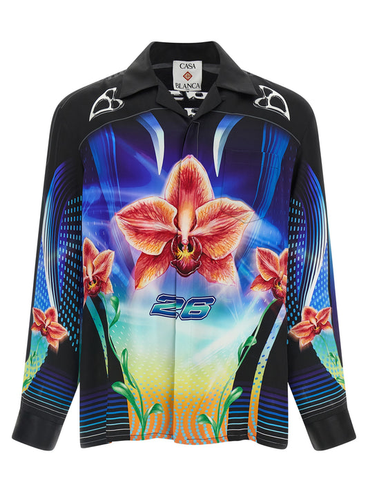 Shirt by Casablanca for men in silk twill multicolor & print, featuring a nuanced and nuanced cuban-collar neckline for a sophisticated finish.